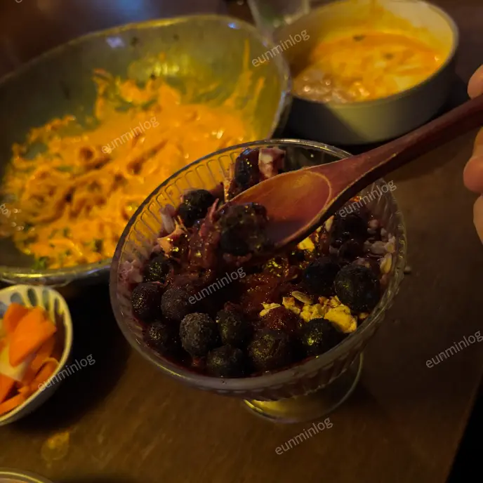 모란 이자카야 맛집 비주류 아사이베리 샤베트 블루베리 잼