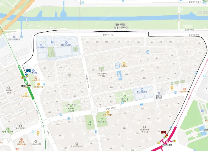 서울 잠실 벚꽃 명소 | 잠실나루역 성내천 산책길 벚꽃 산책로