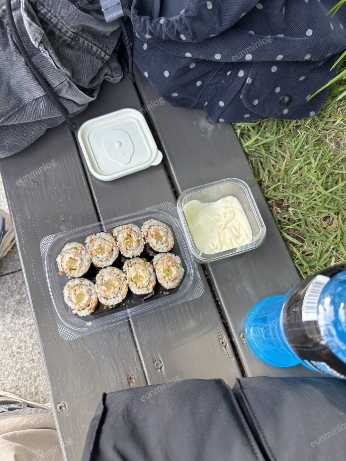 남산 정상 쉼터에서 간단히 먹은 김밥 한 줄