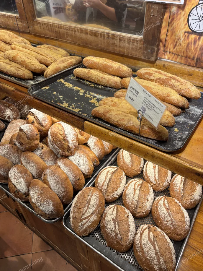 성심당 대전역점 콘바게트 빵 진열 사진