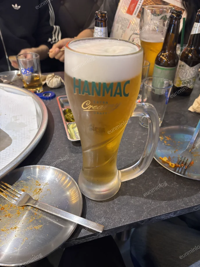 레코드피자 한맥 600cc 생맥주